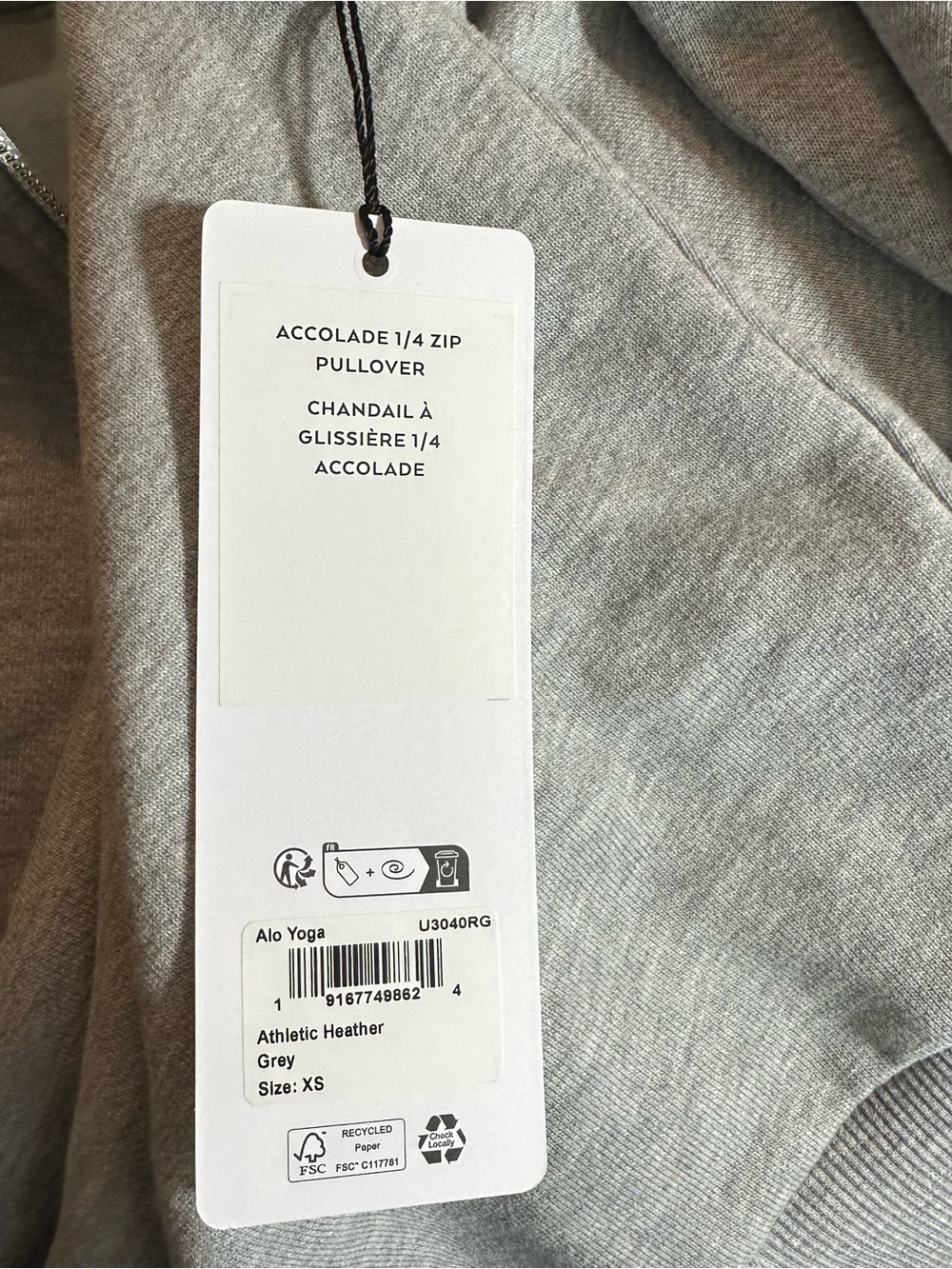 •nwt• Alo Accolade Quarter-Zip Pullover in Grey - Picture 9 of 9